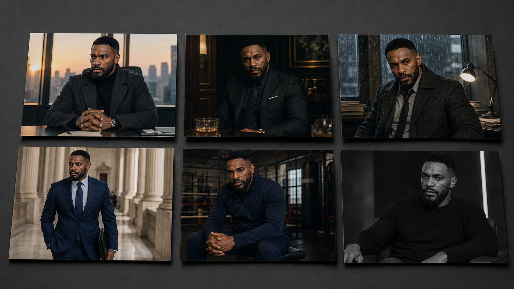 SEN CARTER — The casting board — executive, counsel, investigator, fighter. One face, a full franchise of roles.